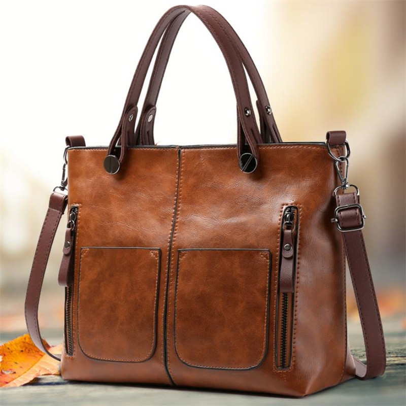 Women'S Vegan Bags - Bolsa de ombro de couro retrô